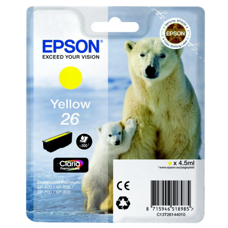 Slika - Epson 26 (C13T26144010) rumena, originalna kartuša