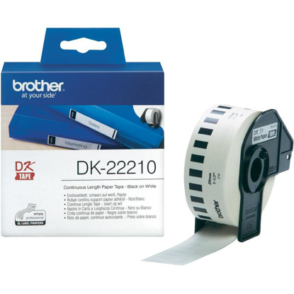 Brother DK-22210 (29mm x 30,48m) črno na belo, neskončni etiketni papir