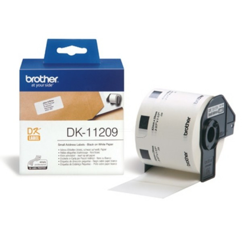 Slika - Brother DK-11209 (62mm x 29mm) črno na belo, naslovne etikete