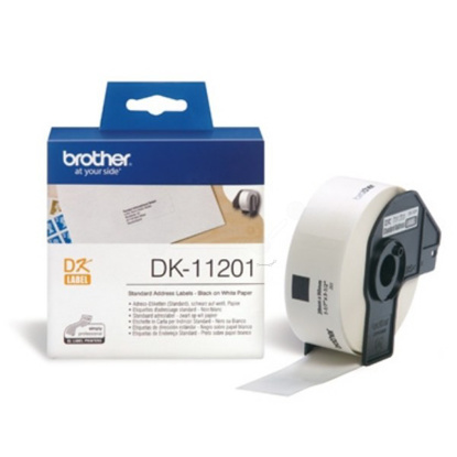 Brother DK-11201 (90mm x 29mm x 400) črno na belo, etikete