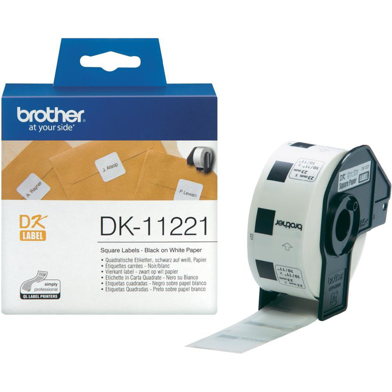 Slika - Brother DK-11221 (23mm x 23mm x 1000) črno na belo, termo etikete