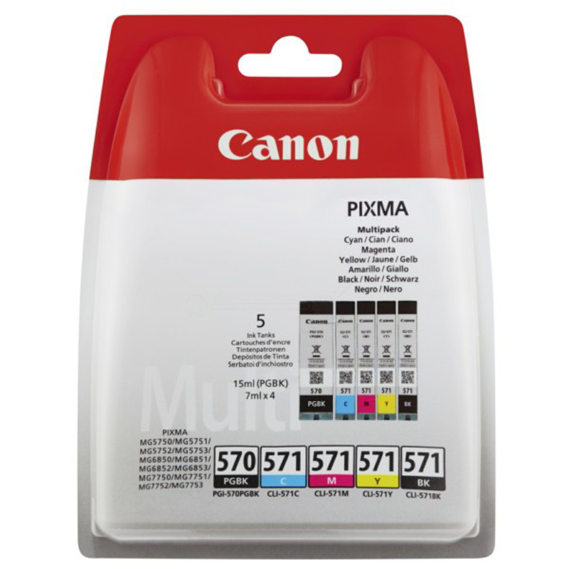 Slika - Canon PGI-570 BK / CLI-571 BK/C/Y/M (0372C004AA), originalen komplet kartuš