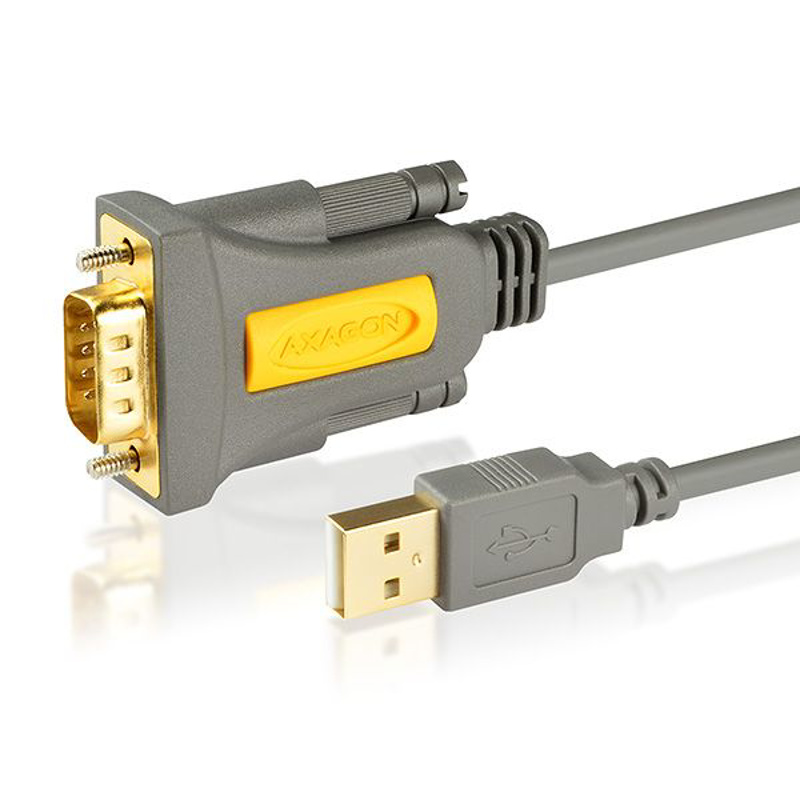 Slika - Axagon ADS-1PQ, USB 2.0 A (M) – DB9 (M), 300 bit/s - 250 kbit/s, 1,5m, Grey, kabel