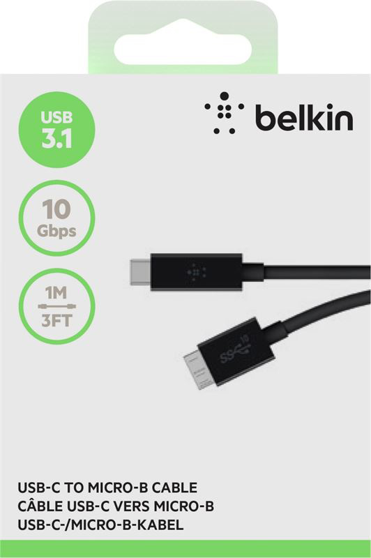 Slika - Belkin USB 3.1 C (M) - micro USB 3.1 B (M), 1m Black, kabel