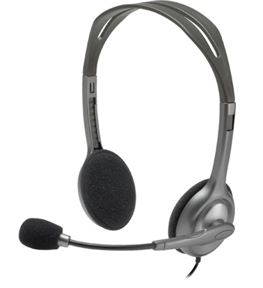 Logitech H111 2.0 sive, slušalke z mikrofonom