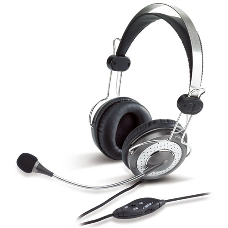 Slika - Genius HS-04SU 2.0 srebrne , slušalke z mikrofonom za online komunikacijo