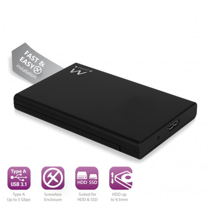 Ewent EW7044 2,5" SATA SSD/HDD screwless Black, ohišje za disk