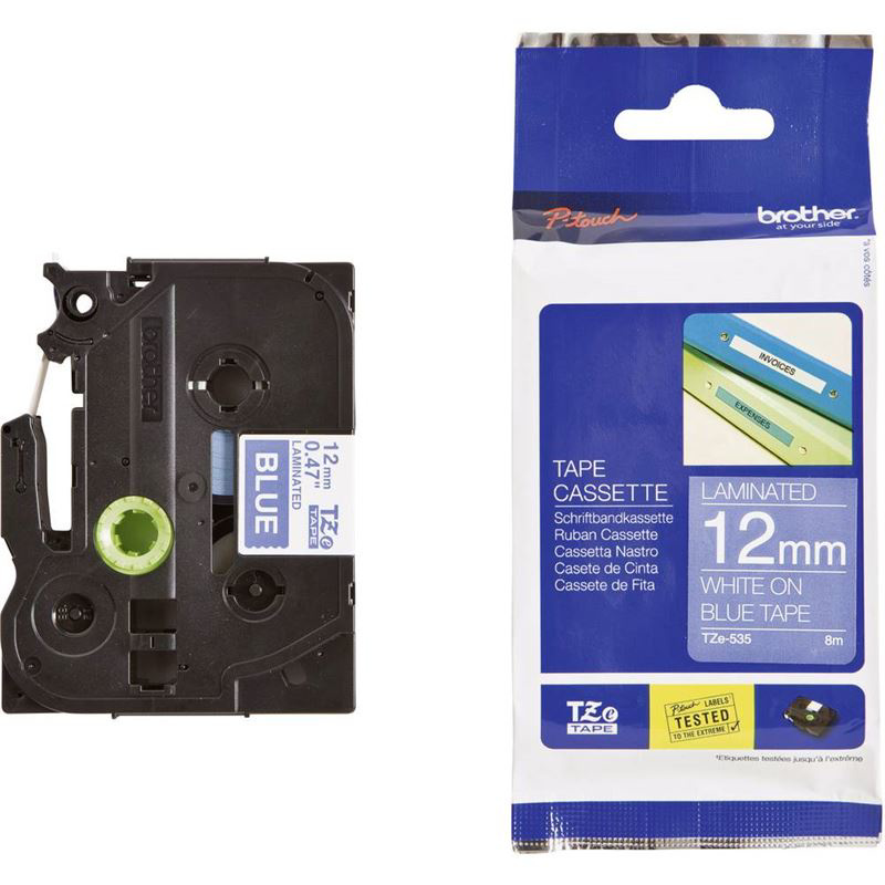 Slika - Brother TZE-535 (TZE535) 12mm x 8m bela na modro, etiketa