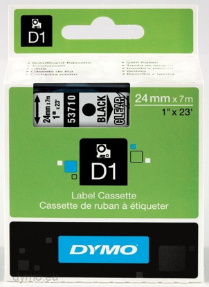 Dymo 53710 (S0720920) 24mm x 7m črn – Clear, etikete