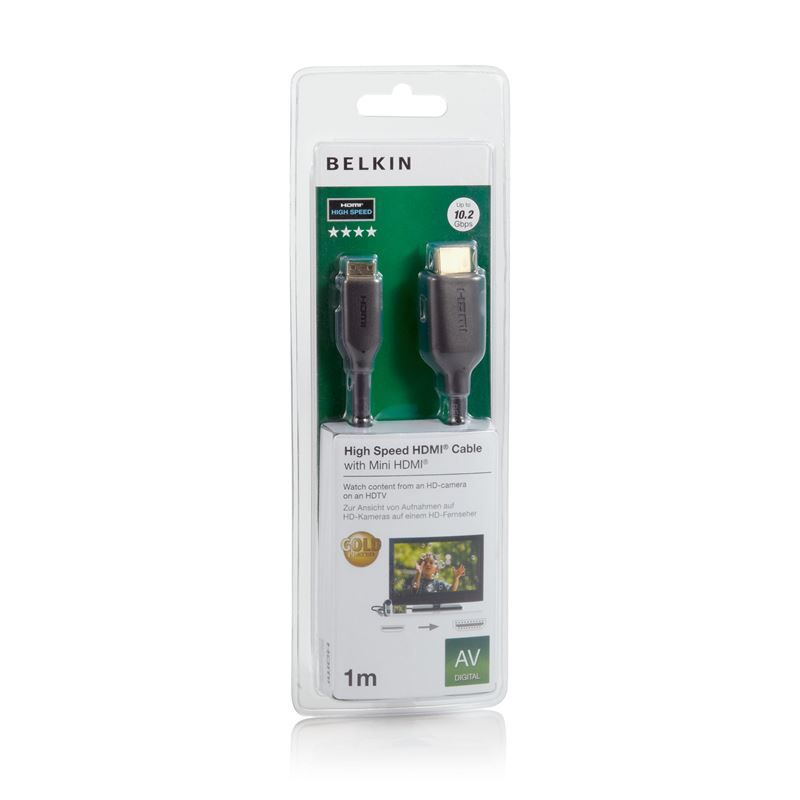 Slika - Belkin High Speed HDMI (M) – mini HDMI (M), 1m Black (gold connectors), kabel