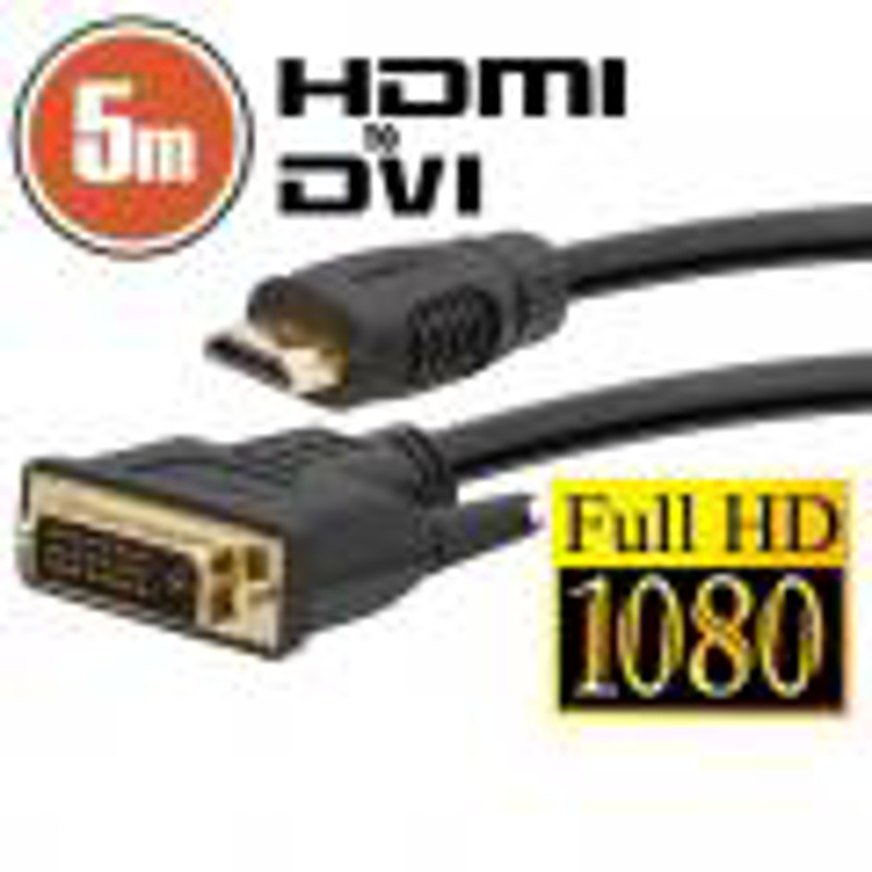 Slika - Delight DVI-D (Dual Link) (M) - HDMI (M), 5m Black, kabel