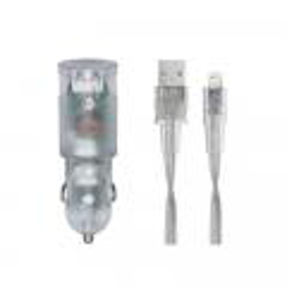 RivaCase RIVAPOWER VA4225 TD2 3,4A/ 2USB transparent + Lightning kable, avto polnilec
