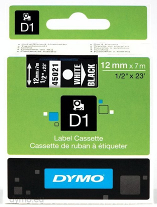 Dymo D1 45021 (S0720610) 12 mm x 7m White/črn, etikete