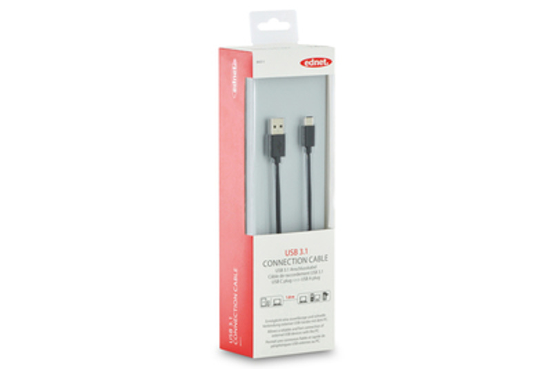 Slika - Ednet 84311 USB 3.1 A (M) - USB 3.1 C (M) 1,8m Black, kabel