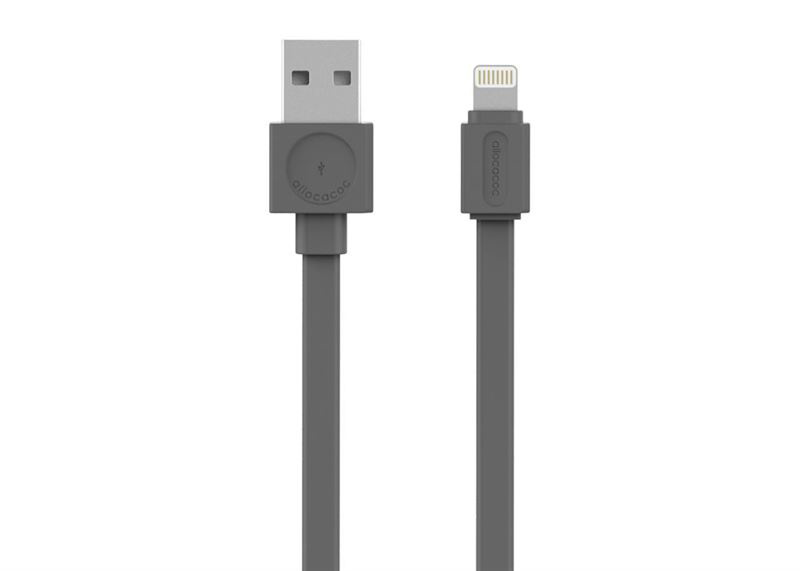 Slika - Allocacoc Flat USB A (M) - Lightning 1,5m Grey, kabel