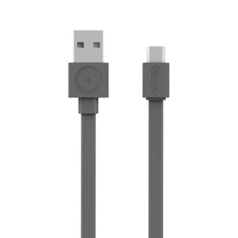 Slika - Allocacoc Flat USB A (M) - USB C (M) 1,5m Grey, kabel