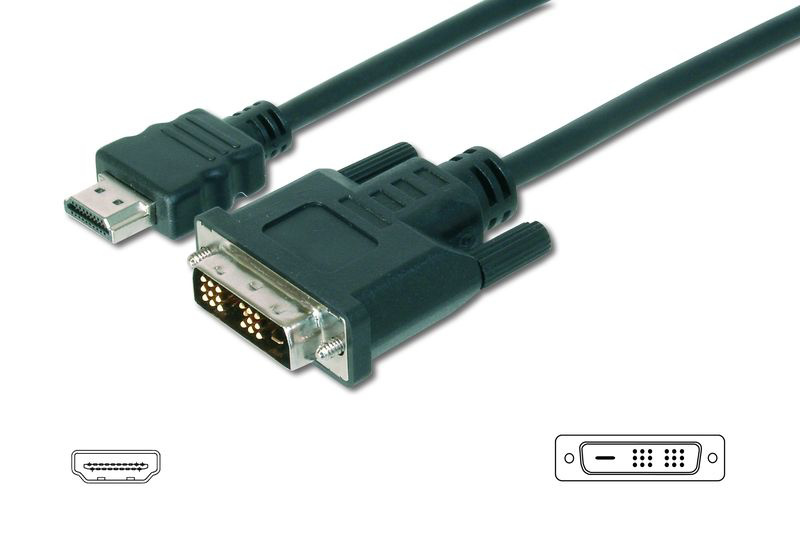 Slika - Digitus AK-330300-030-S HDMI A 1.4 (M) - DVI-D(18+1) (Single Link) Full HD 3m Black, kabel