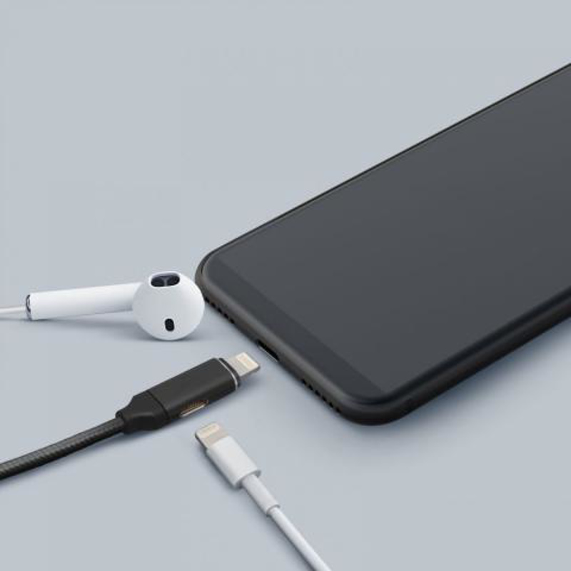Slika - Delight USB A (M) - iPhone Lightning 2 in1 0,4m Black, kabel