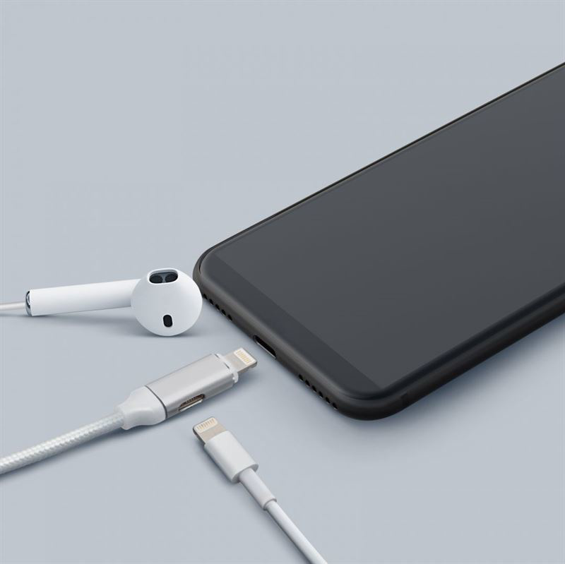 Slika - Delight 55443I-WH USB A 2.0 (M) - iPhone Lightning 2 in 1 0,4m White, kabel