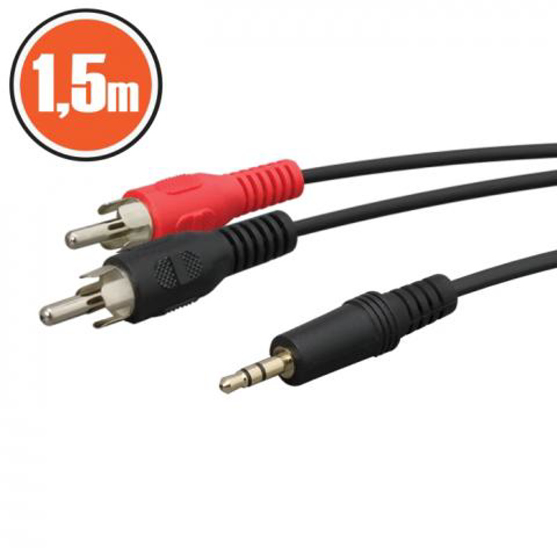 Slika - Delight 20122 3,5 jack (M) - 2RCA (M) 1,5m Black, audio kabel