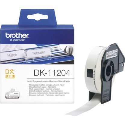 Brother DK-11204 (17mm x 54mm x 400) črno na belo, etikete