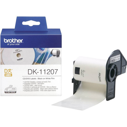 Brother DK-11207 (58mm x 58mm x 100) črno na belo, nalepke za CD
