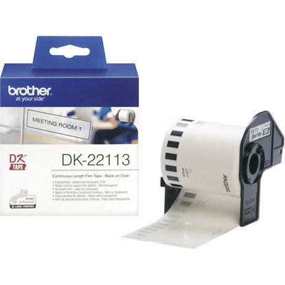 Brother DK-22113 (62mm x 15,24m) črno na prozorno, etiketa