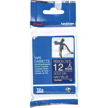 Brother TZE-RN34 (12mm x 4m) zalta na Navy modri, tekstilni pisalni trak