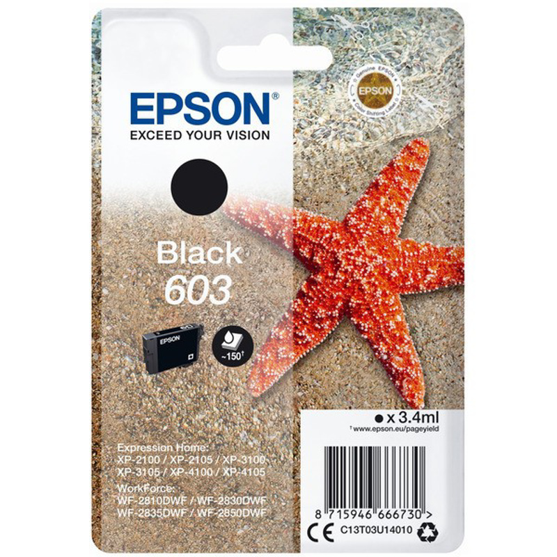 Slika - Epson 603 BK (C13T03U14010) črna, originalna kartuša