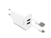 Slika - FIXED SFIXC15-2UM-WH 2xUSB  USB/micro USB Kabel, 1 meter White, hišni polnilec