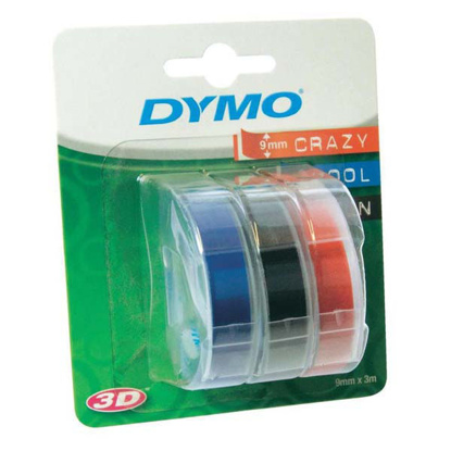 Dymo S0847750 9mm x 3m White - črn,blue, red, trak