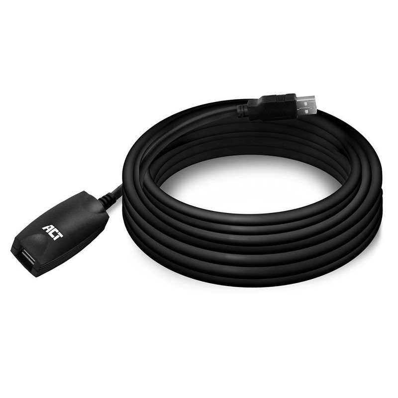 Slika - ACT AC6005 USB 2.0  M-F Booster 5m Black, podaljšek