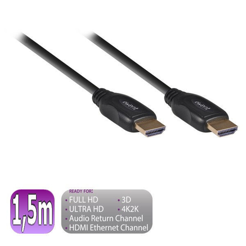 Slika - Ewent EW9870 HDMI 1,5m Black, kabel