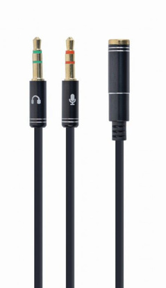 Gembird CCA-418M 3,5 mm 4-polna vtičnica na 2 x 3,5 mm stereo vtič adapterski kabel 0,2 m Črna