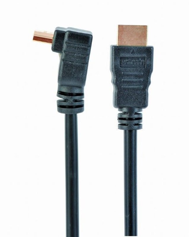 Slika - Gembird CC-HDMI490-10 HDMI Visokohitrostni kabel HDMI z ethernetom, konektor pod kotom 90 stopinj 3m črn, kabel