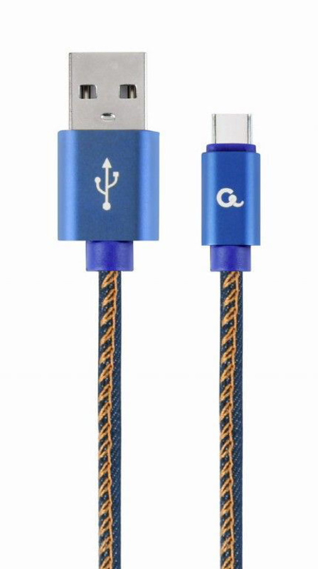 Slika - Gembird CC-USB2J-AMCM-1M-BL Premium jeans (denim) Type-C USB kabel s kovinskimi konektorji 1m modra