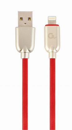 Gembird CC-USB2R-AMLM-1M-R Premium gumijasti 8-polni lightning polnilni in podatkovni kabel 1 m rdeč