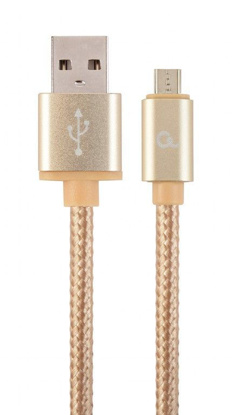 Gembird CCB-MUSB2B-AMBM-6-G bombažno pleten Micro-USB kabel s kovinskimi konektorji, 1,8 m, zlate barve