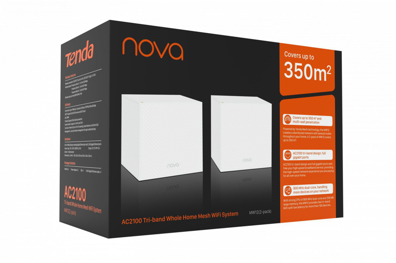 Slika - Tenda MW12 AC2100 Tri-band Home Mesh WiFi (2 pack), Router