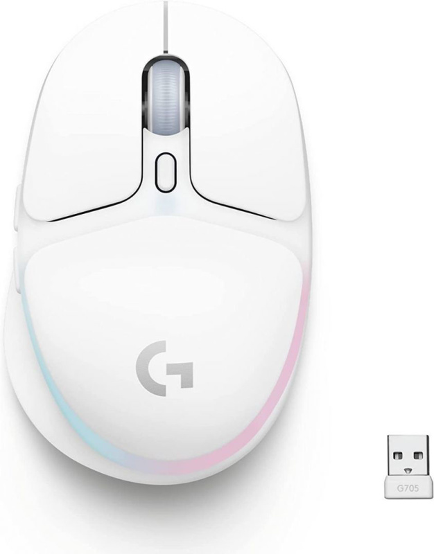 Slika - Logitech G705 RGB bela gaming brezžična miška