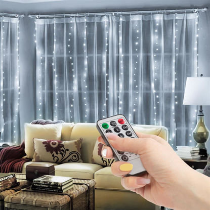 Light curtain -  300 cool white microLEDs - 3 x 3 m - 230V - with remote control