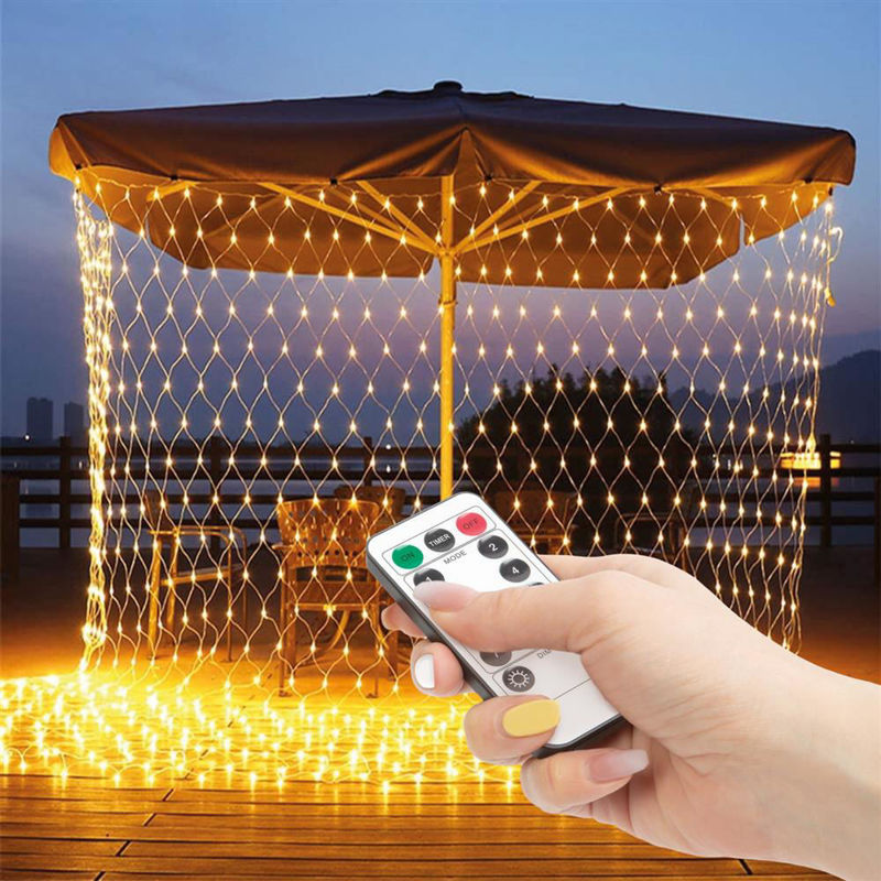 LED light net - 190 warm white LEDs - 3 x 2 m - 230V - with remote control