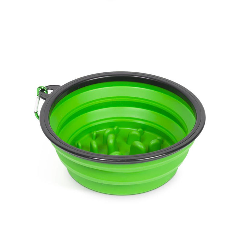 Collapsible feeding bowl - slow feeder - green - 1000 ml
