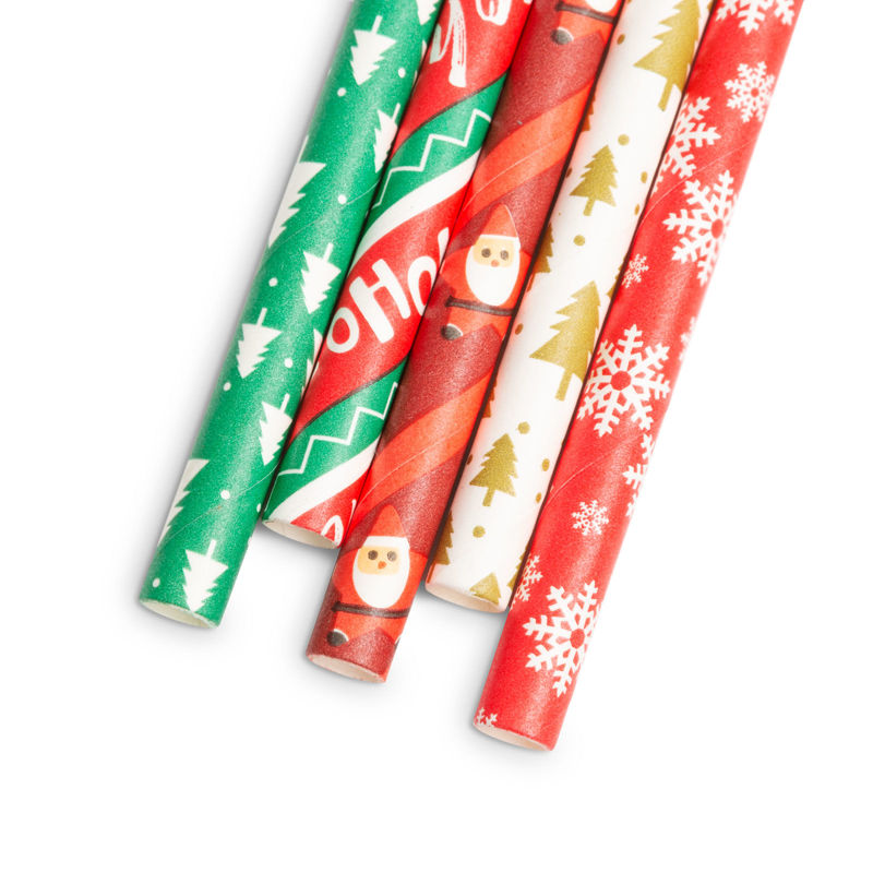 Paper straw - Christmas - 197 x 6 mm - 25 pcs / package