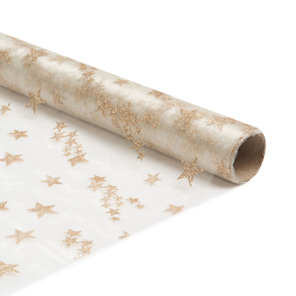 Christmas table runner - beige / gold - 180 x 28 cm