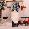 Christmas drink bottle decor - white checkered elf - polyester - 40 x 12 cm