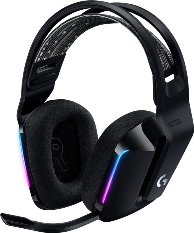 Slika - Logitech G733 Lightspeed RGB Gaming brezžične črne, naglavne slušalke z mikrofonom