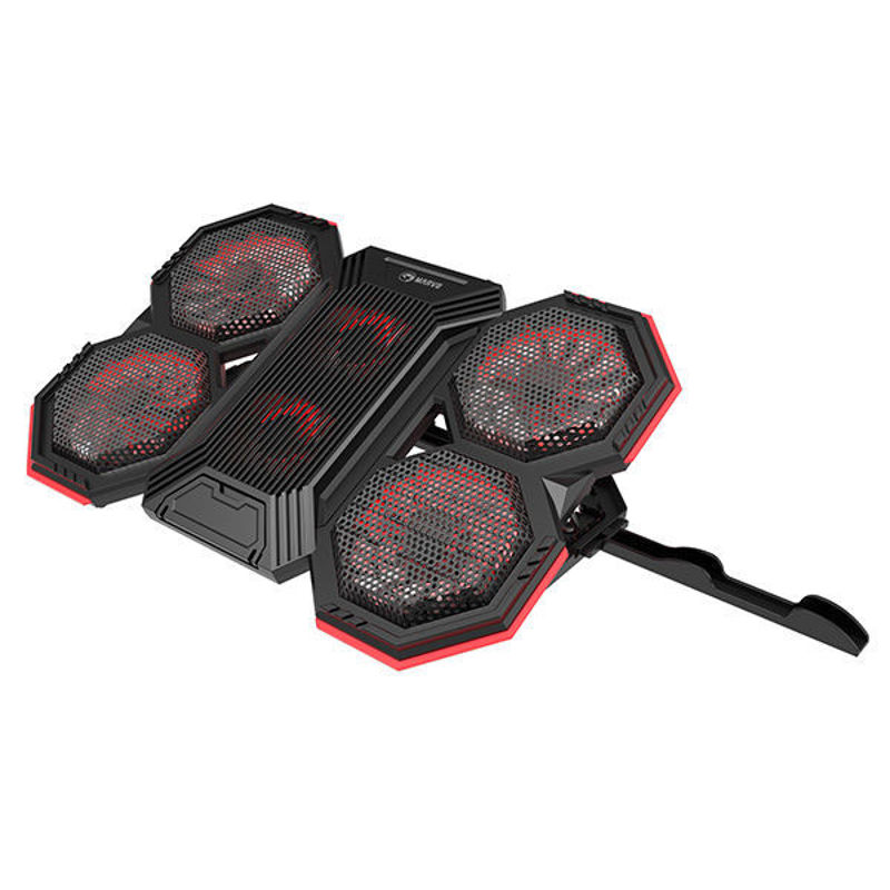 Slika - Marvo FN-41 backlit (ventilator) - 17" 2-port HUB črn/Red, stojalo za prenosnik