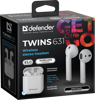 Slika - Defender Twins 631 BT 2.0 TWS bele (63631) mobilne slušalke z mikrofonom