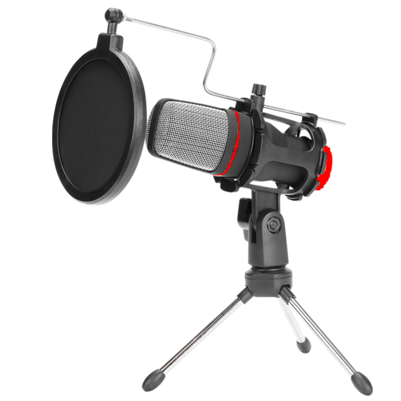 Slika - Marvo MIC-02 streaming črn, mikrofon s stojalom